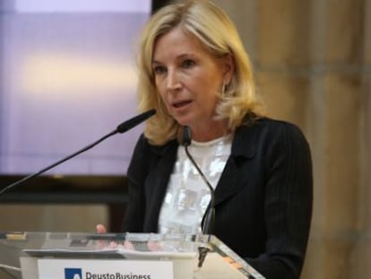 La consejera delegada de Bankinter, María Dolores Dancausa, este miércoles en la Universidad de Deusto. 