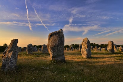 Los megalitos de Carnac y de las costas de Morbihan en Bretaña (Francia).
