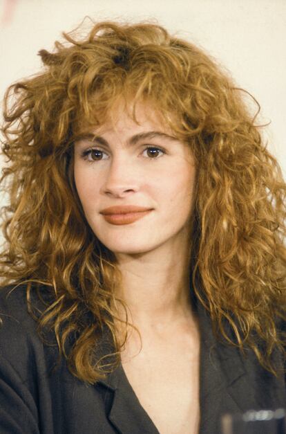 Julia Roberts en un posado durante el festival de cine de Berlín de 1990.