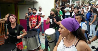 Una manifestaci&oacute;n a favor de las consultas populares en temas mineros en el departamento del Quind&iacute;o. 