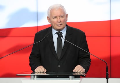 El líder ultraconservador del partido Ley y Justicia, Jaroslaw Kaczynski, en Varsovia el pasado 26 de septiembre.