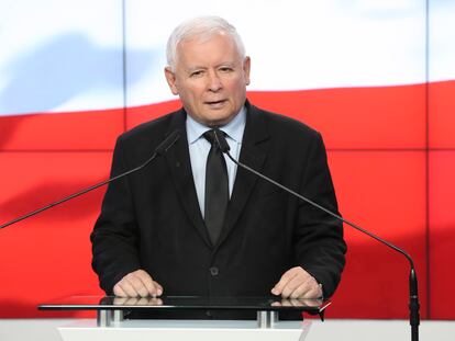 El líder ultraconservador del partido Ley y Justicia, Jaroslaw Kaczynski, en Varsovia el pasado 26 de septiembre.