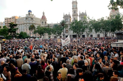 Una manifestación del 15-M en Valencia, en 2011.