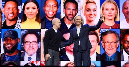 Jeffrey Katzenberg y Meg Whitman en la presentación de Quibi.