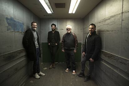 Jose Mari Goenaga, Oliver Laxe, Pedro Almodóvar y Alejandro Amenábar, en Madrid.