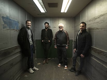 Jose Mari Goenaga, Oliver Laxe, Pedro Almodóvar y Alejandro Amenábar, en Madrid.