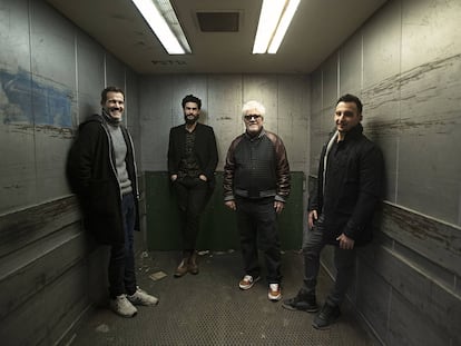 Jose Mari Goenaga, Oliver Laxe, Pedro Almodóvar y Alejandro Amenábar, en Madrid.