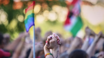 Un momento de la multitudinaria manifestación del Orgullo este sábado en Budapest.