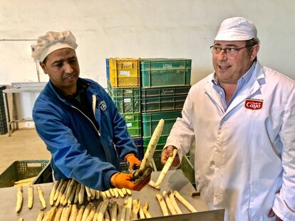 CAYO MARTINEZ CON UN OPERARIO EN LA ZONA DE RECEPCIÓN Y PRIMERA CLASIFICACIÓN / CAPEL