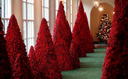 Un detalle de la decoración navideña de la Casa Blanca.