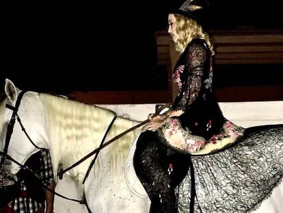 Madonna on a horse in a photo posted on her Instagram account.