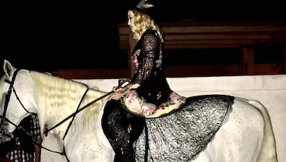 Madonna on a horse in a photo posted on her Instagram account.