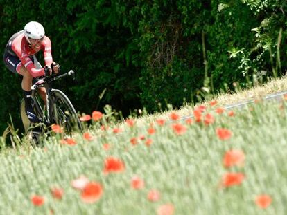 Alberto Contador, durante la contrarreloj individual de la Dauphiné.