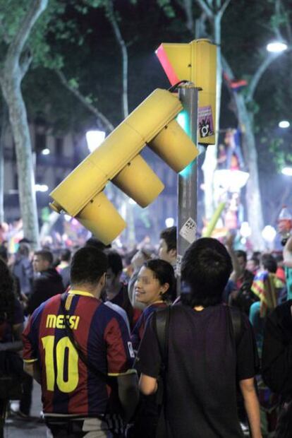 20 detenidos en la celebración de la victoria del Barça en el centro de Barcelona.