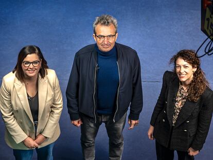 Sandra Gómez, Mariano Barroso y Esperanza Ibáñez, en la presentación en abril del campus de cine en la Universitat de València.