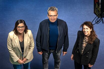 Sandra Gómez, Mariano Barroso y Esperanza Ibáñez, tras la presentación del campus de cine en la Universitat de València.