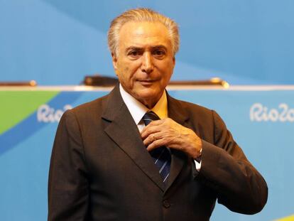 Temer durante declaração à imprensa, no dia 18, no Rio.