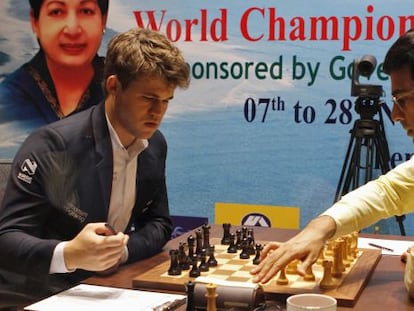 Carlsen y Anand, en Chennai.