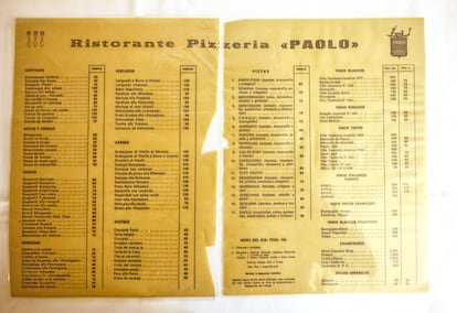Antigua carta del restaurante.
