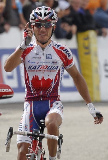 Joaquim Rodríguez celebra su victoria.