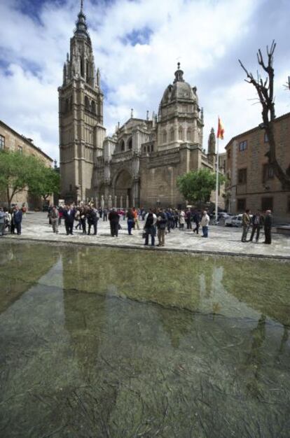 Inauguración de la tercera de las fuentes que integran el proyecto 'Tres Aguas' de la escultora Cristina Iglesias.