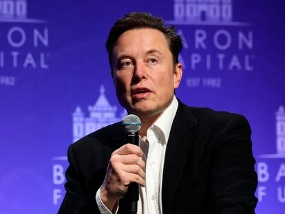 Elon Musk, consejero delegado de Twitter, este viernes en Nueva York en un encuentro de inversores.