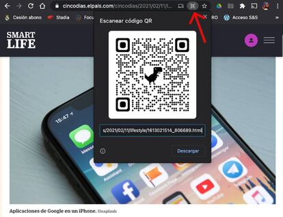 Generar código QR con Chrome en PC y Mac.