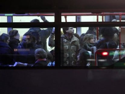 Un vagón de metro, esta mañana en el Intercambiador de Plaza de Castilla