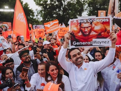 Jorge Álvarez Máynez en un acto de campaña, el 15 de abril.