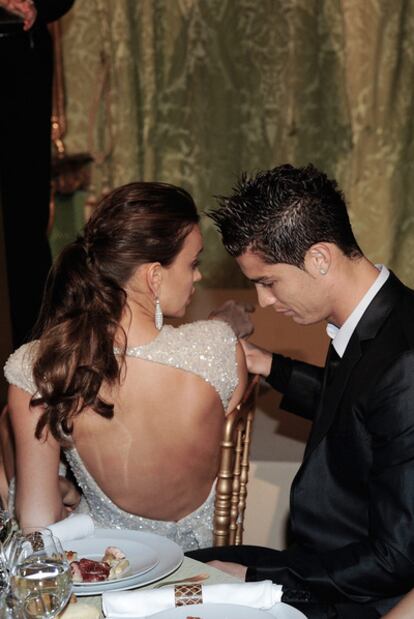 Cristiano Ronaldo and Irina Shayk talking  at the Marie Claire fashion awards in Madrid last November.