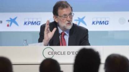 Spanish PM Mariano Rajoy speaking at the Economic Circle summit in Sitges.