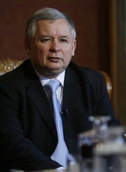 El primer ministro polaco, Jaroslaw Kaczynski, ayer en Varsovia.