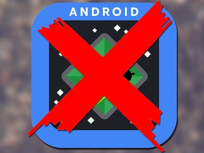 Logo de Android 16 tachado con fondo