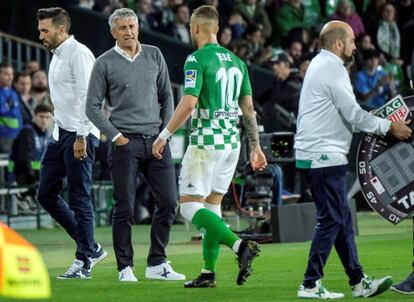 Setién, en el partido ante el Valencia. 