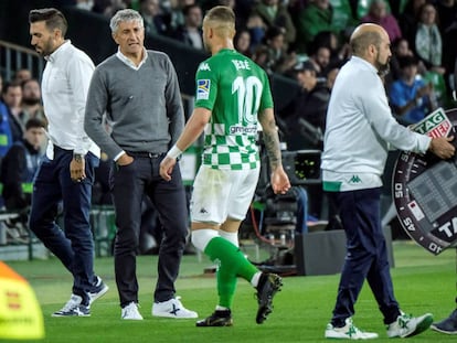 Setién, en el partido ante el Valencia. 