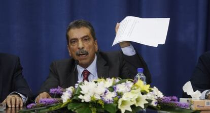 El jefe del comité, Tawfik Tirawi, hoy.