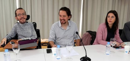 Echenique, Iglesias y Montero en el Consejo Ciudadano de Podemos.