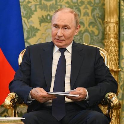 06 August 2025, Russia, Moscow: Russia's President Vladimir Putin looks on during a meeting with King Sultan Ibrahim of Malaysia, at the Grand Kremlin Palace in Moscow. Photo: Kristina Kormilitsyna/TASS via ZUMA Press/dpa
Kristina Kormilitsyna/TASS via Z / DPA
06/08/2025 ONLY FOR USE IN SPAIN