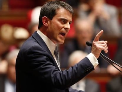 El primer ministro franc&eacute;s, Manuel Valls, este martes ante la Asamblea Nacional.