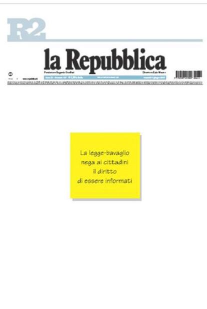 Portada del viernes de <i>La Repubblica. </i>