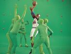 Michael Jordan durante la grabación de 'Space Jam', en una imagen del making of