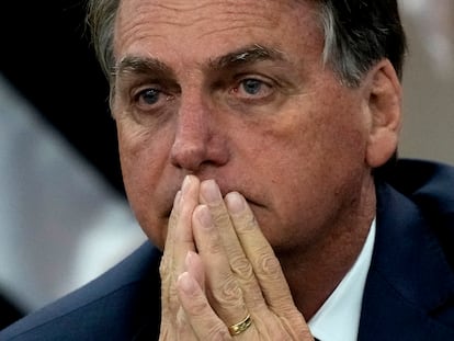 O presidente Jair Bolsonaro em evento nesta segunda-feira, em Brasília.