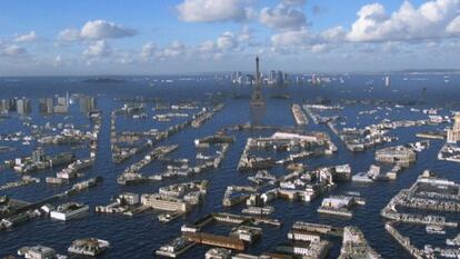 Una recreación de la ciudad de París inundada, una de las posibles formas de apocalipsis