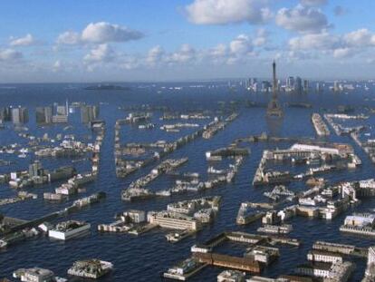 Una recreaci&oacute;n de la ciudad de Par&iacute;s inundada, una de las posibles formas de apocalipsis