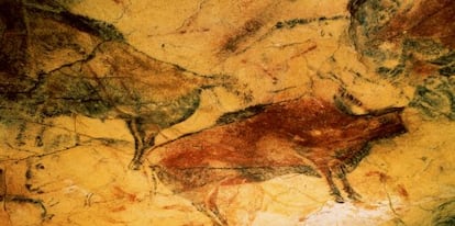Bison on the Polychrome Ceiling of Altamira cave.