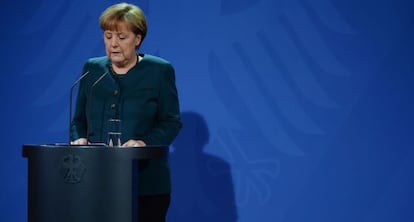 Angela Merkel durante uma coletiva de imprensa na semana passada.