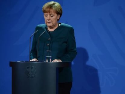 Angela Merkel durante uma coletiva de imprensa na semana passada.