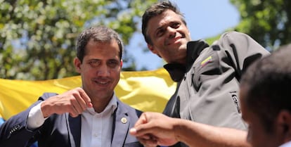 Juan Guaidó y Leopoldo López el 30 de abril de 2019 en Caracas.