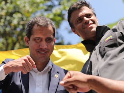 Juan Guaidó e Leopoldo López em 30 de abril de 2019, em Caracas.