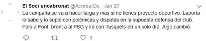 Cuenta que tuiteaba sobre el Barça suspendida por Twitter.